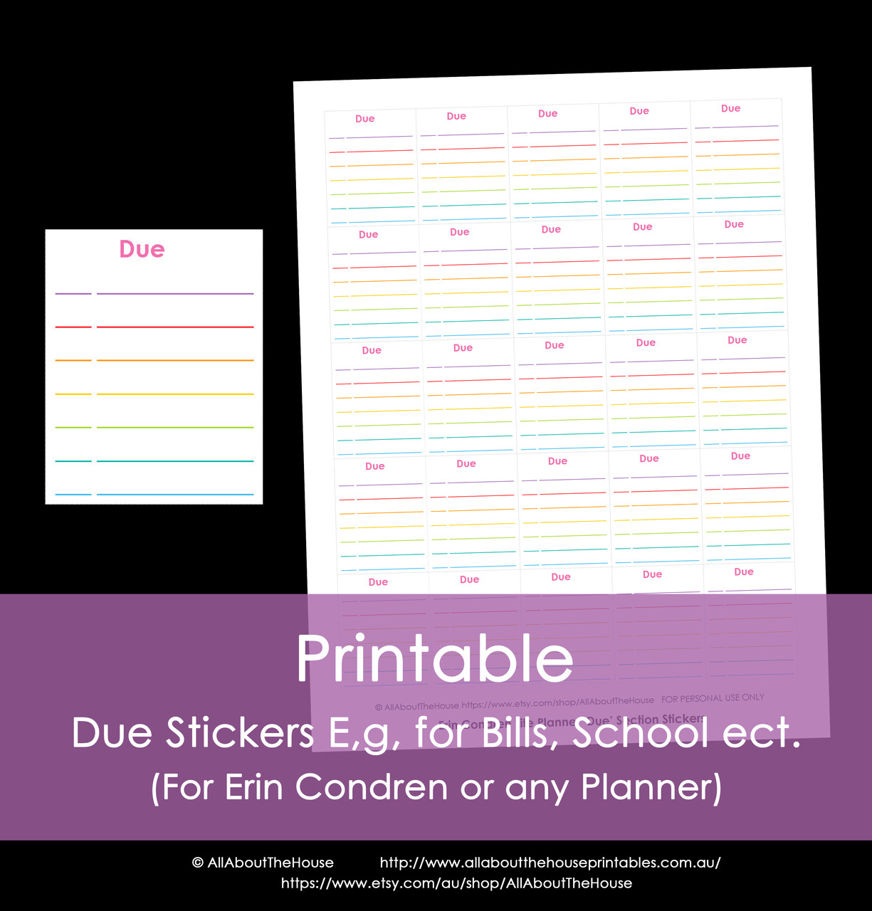 Printable Calendar / Planner Stickers - Because of - Erin Condren measurement (can be utilised for other planners) - 12 Colors together with Rainbow photo regarding Printable Calendar Stickers referred to as Printable Calendar / Planner Stickers - Thanks - Erin Condren sizing (can be applied for other planners) - 12 Hues like Rainbow